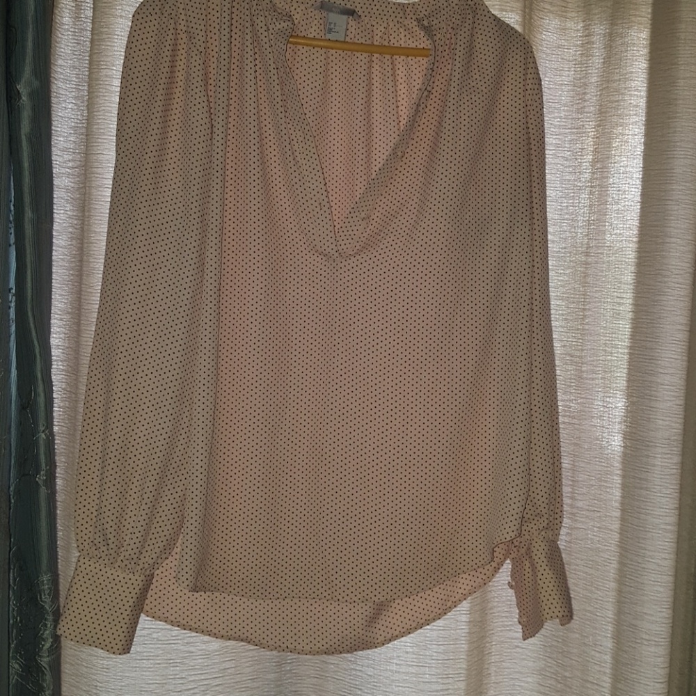 Blush pink polka dot blouse